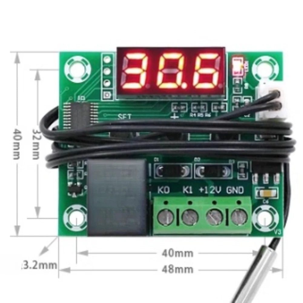 W1209 12V LCD Temperature Controller for Automotive (Small Size 4.8x4x1.6cm)