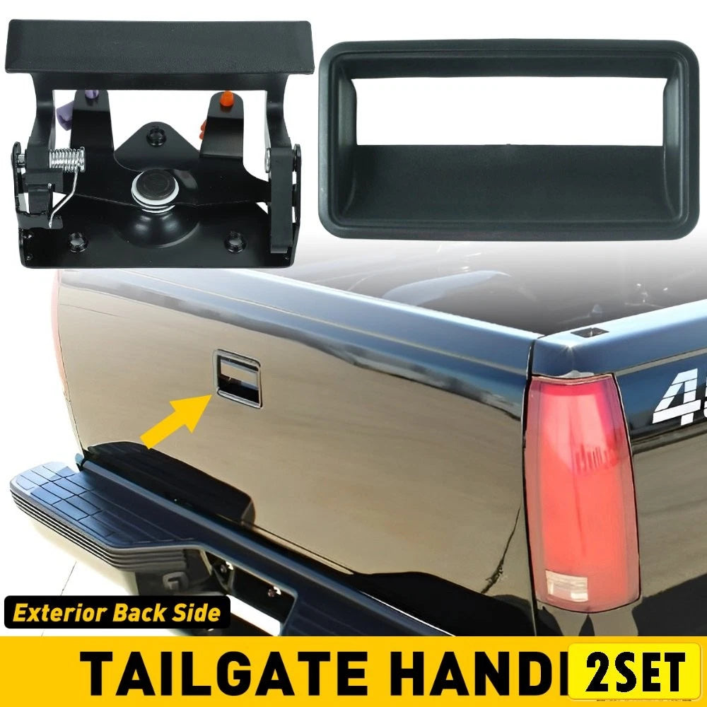 Set of 2 Tailgate Handle & Bezel for Chevy GMC CK 1500 2500 3500 (1999–2007)