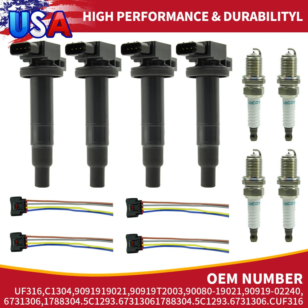 Ignition Coil & Spark Plug Set for Toyota Scion XA XB (2004–2006) UF316 90919-02240