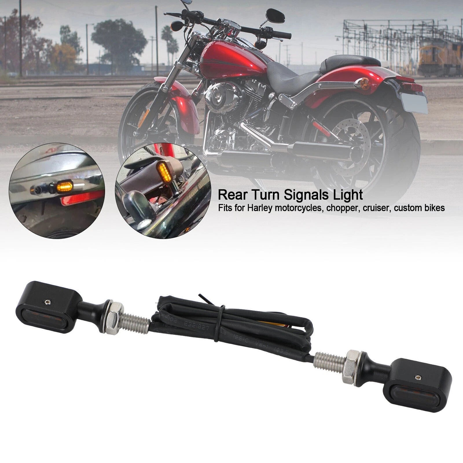 LED Rear Mini Turn Signal Indicator for Harley Sportster Touring Dyna (U8 T9)