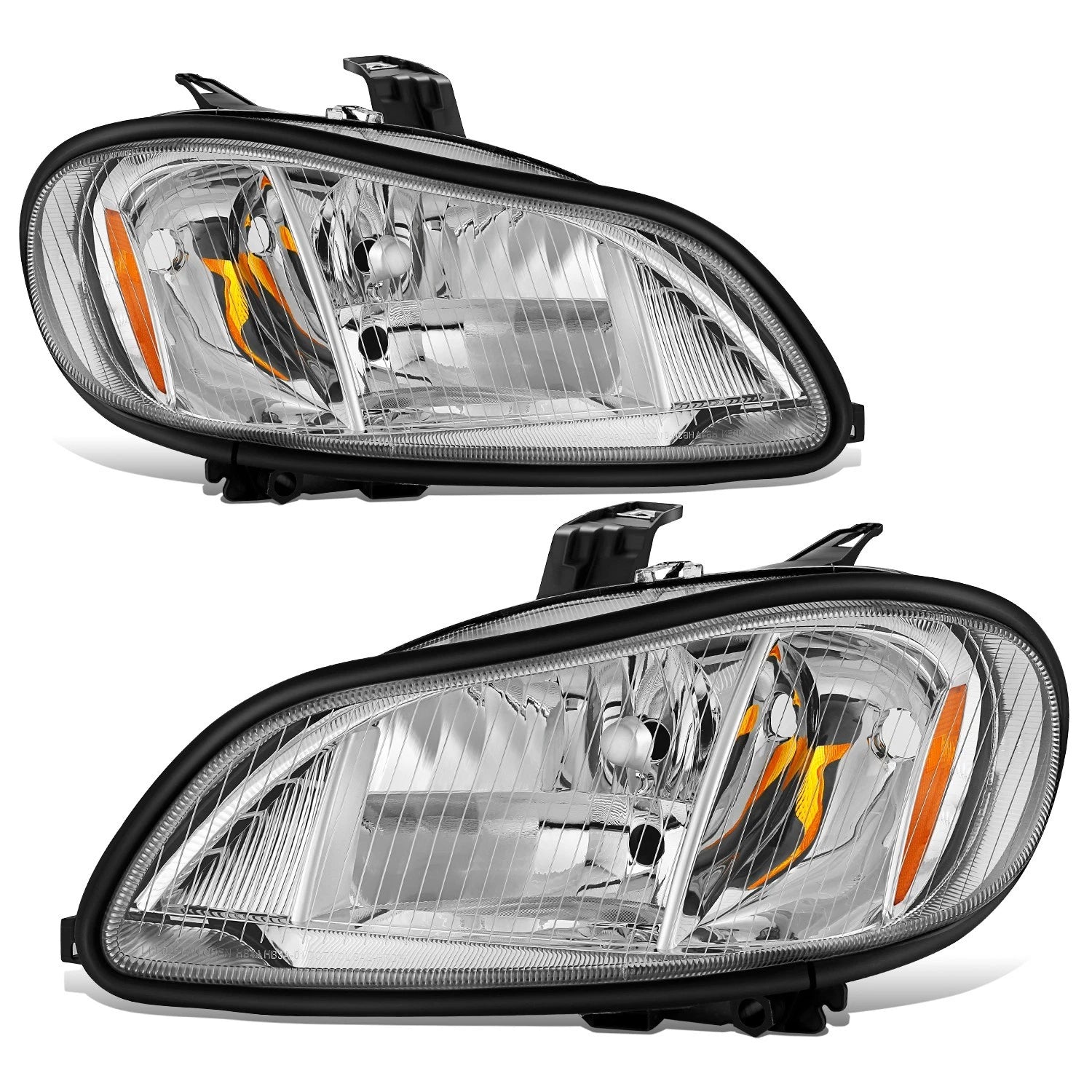 Chrome Housing Amber Lens Headlight Assembly for Freightliner M2 106 112 (2003–2018)