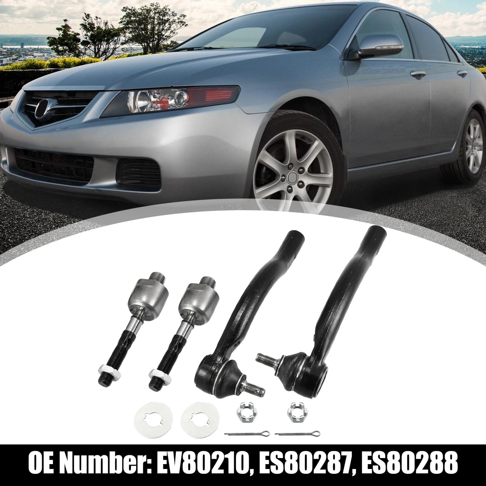 Front Inner Outer Tie Rod End Link Kit EV80210 for Honda Accord, Acura TSX (2003–2012)