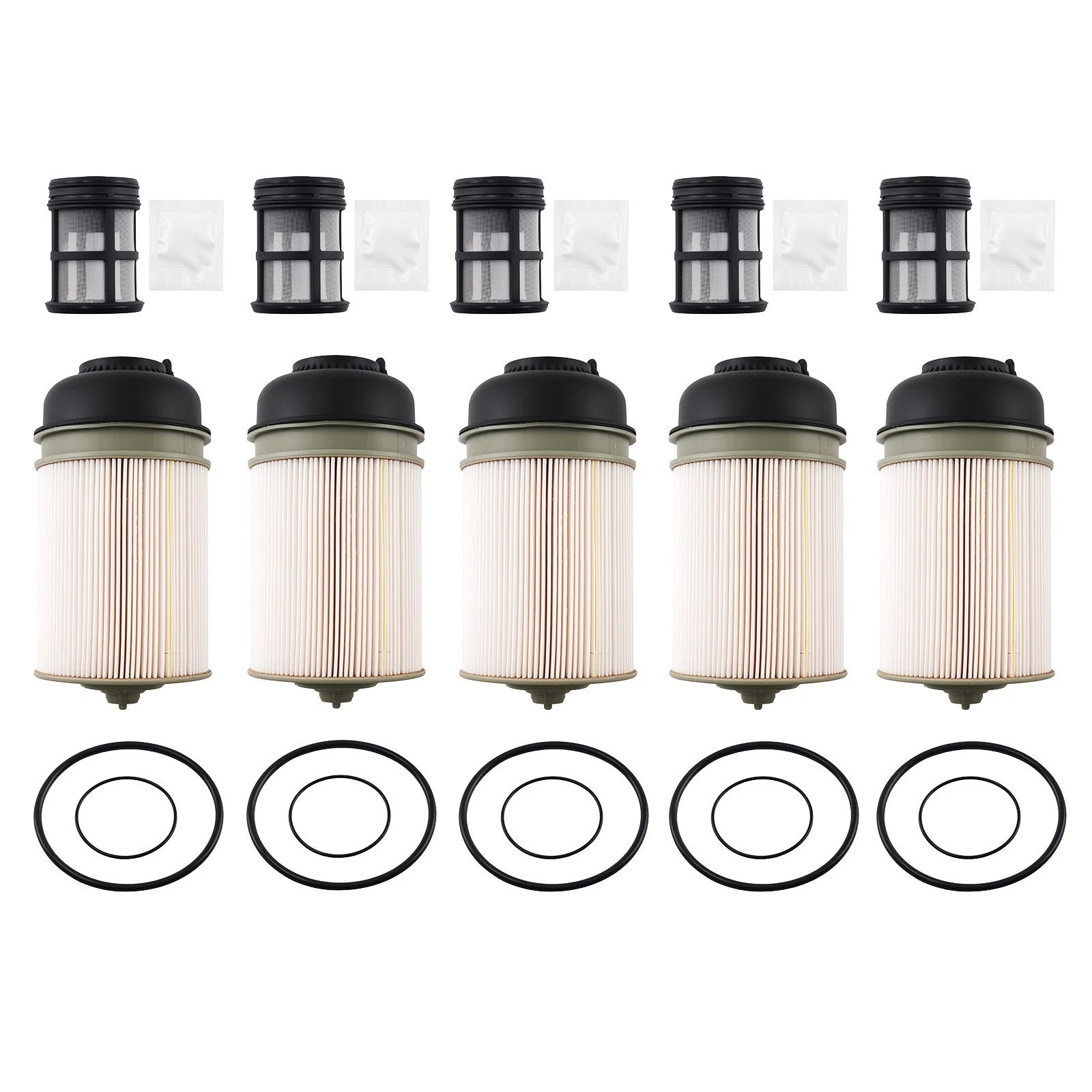 Set of 5 Fuel Filters for Detroit Diesel DD13/DD15/DD16 (2014–Present)