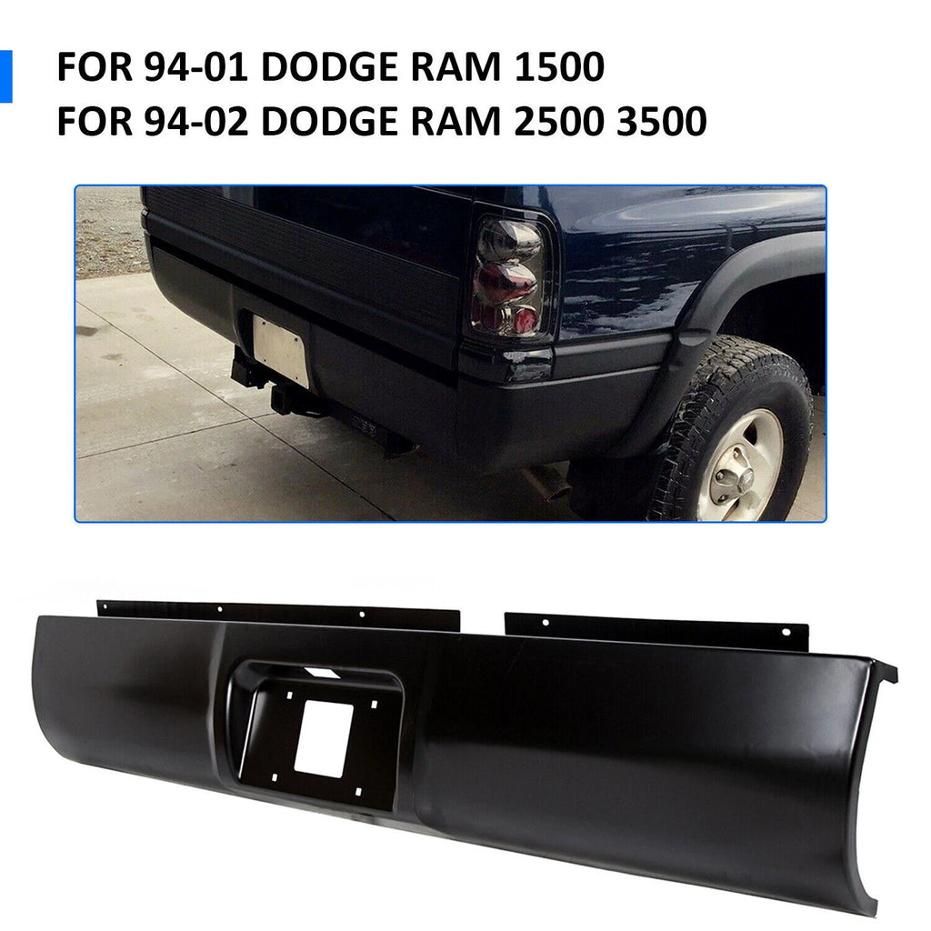 Rear Bumper Roll Pan w/LED License Light for Dodge RAM 1500 2500 3500 (1994–2001)