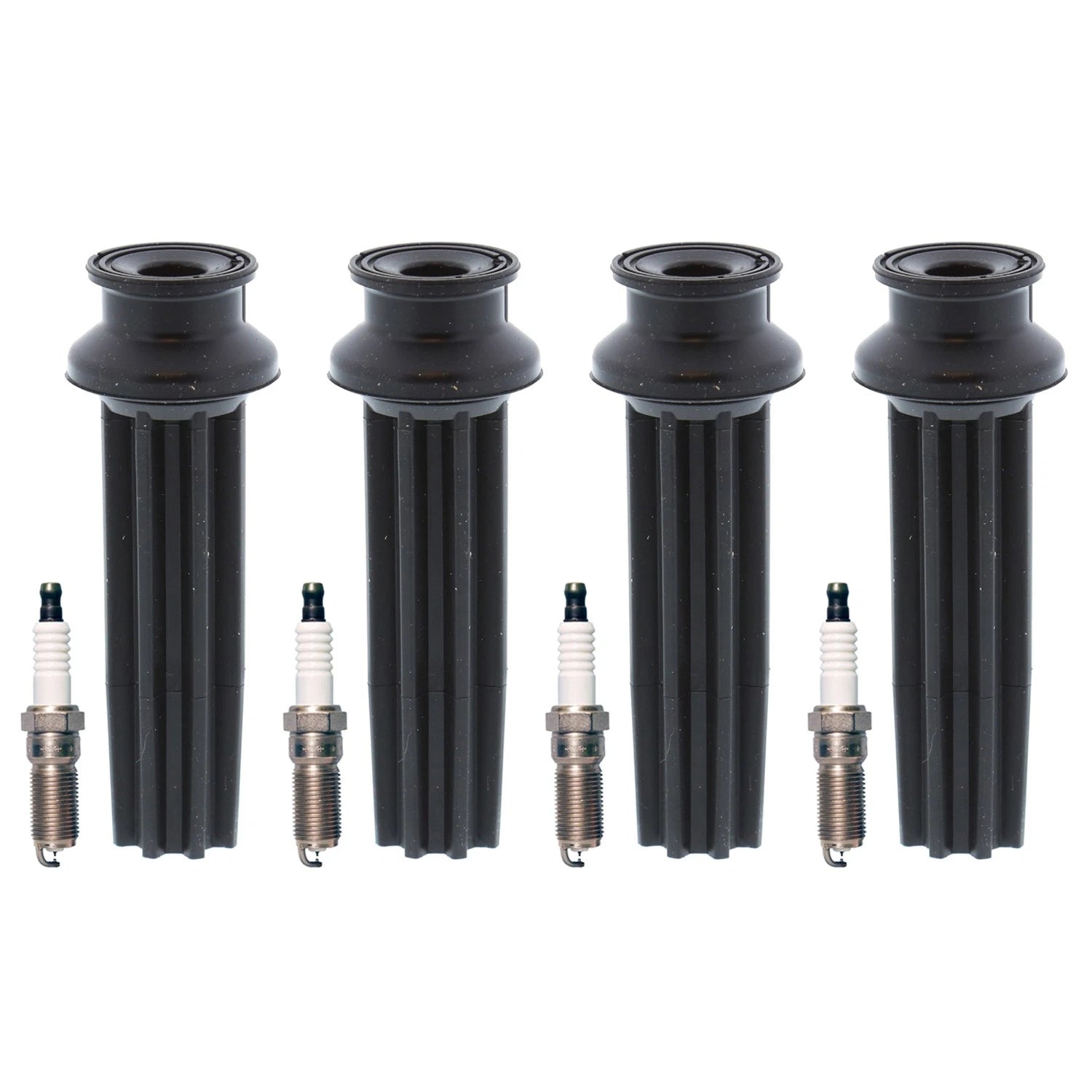 Set of 4 Denso Iridium TT Spark Plugs & Coil Boots for Ford Edge Escape Explorer