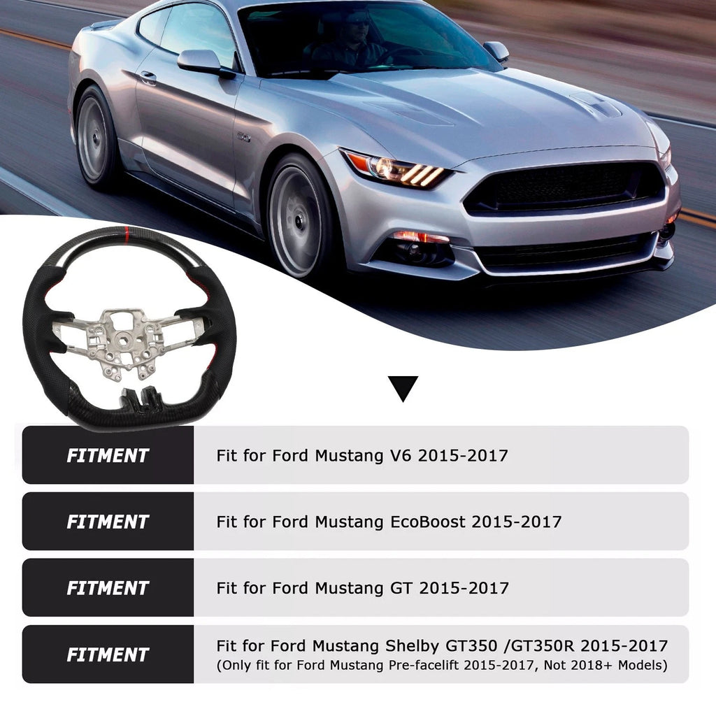 Real Carbon Steering Wheel for Ford Mustang Shelby GT350 (2015–2017)