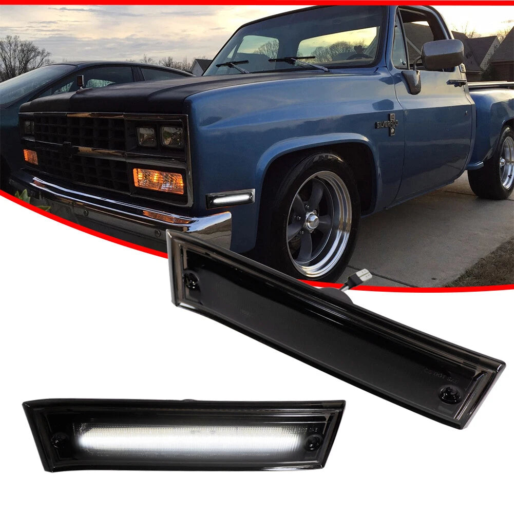 Smoke Lens White LED Front Side Marker Light for Chevrolet C10 C20 C30 (1981–1991)