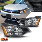 OE Style Headlights Black Housing for Ford Focus Sedan/Coupe (2008–2011)