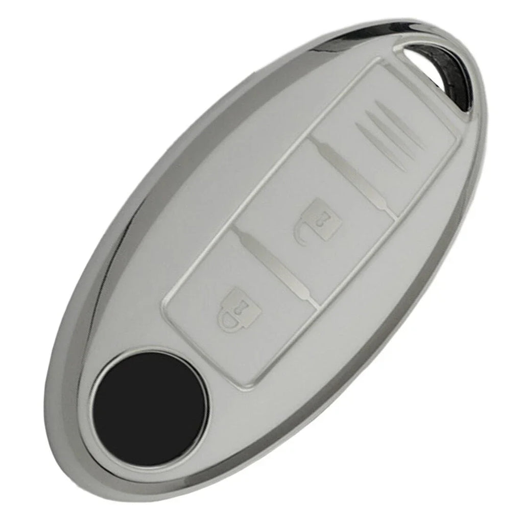 White TPU 3 Button Key Shell Cover for Nissan Qashqai Leaf (2010-2023)