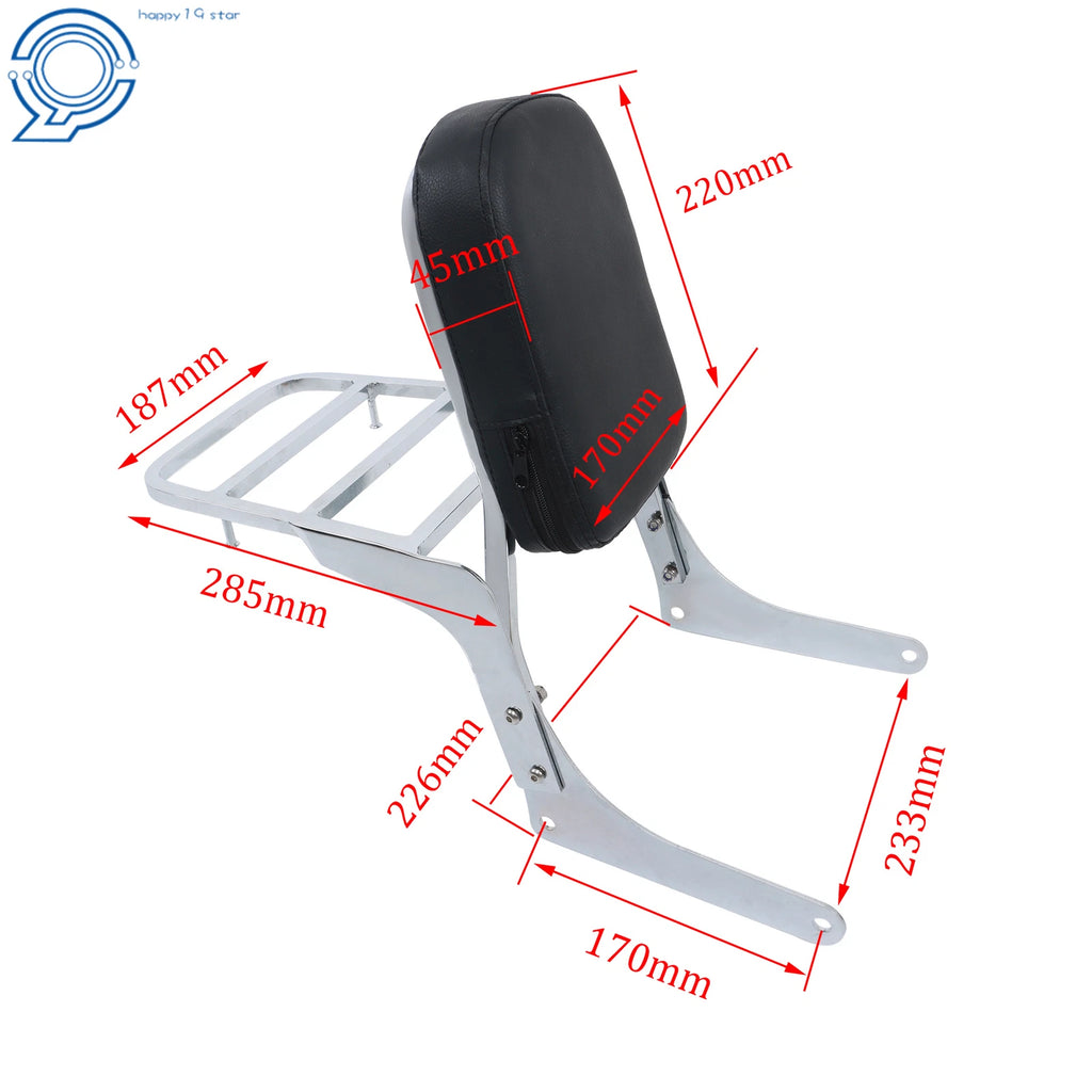 Passenger Backrest Sissy Bar with Luggage Rack for Honda Rebel 250 (1985–2016)