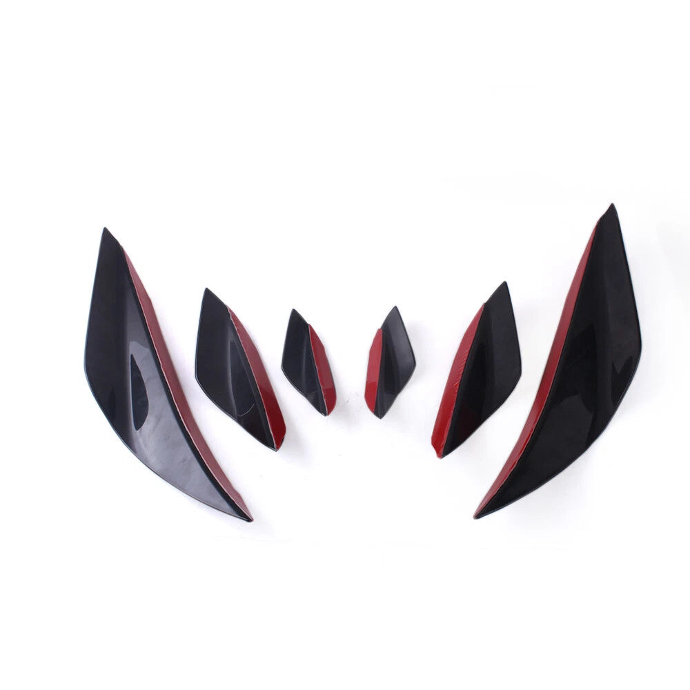 Set of 6 Universal Front Bumper Lip Spoiler Fins Canards Splitters