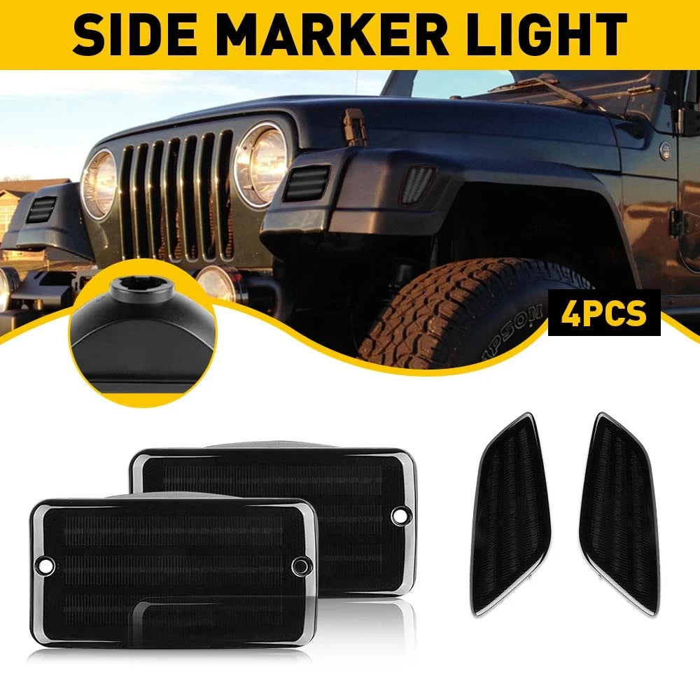 Set of 2 Clear Bumper Signal Fender Side Marker Lights for Jeep Wrangler TJ (1997–2006)