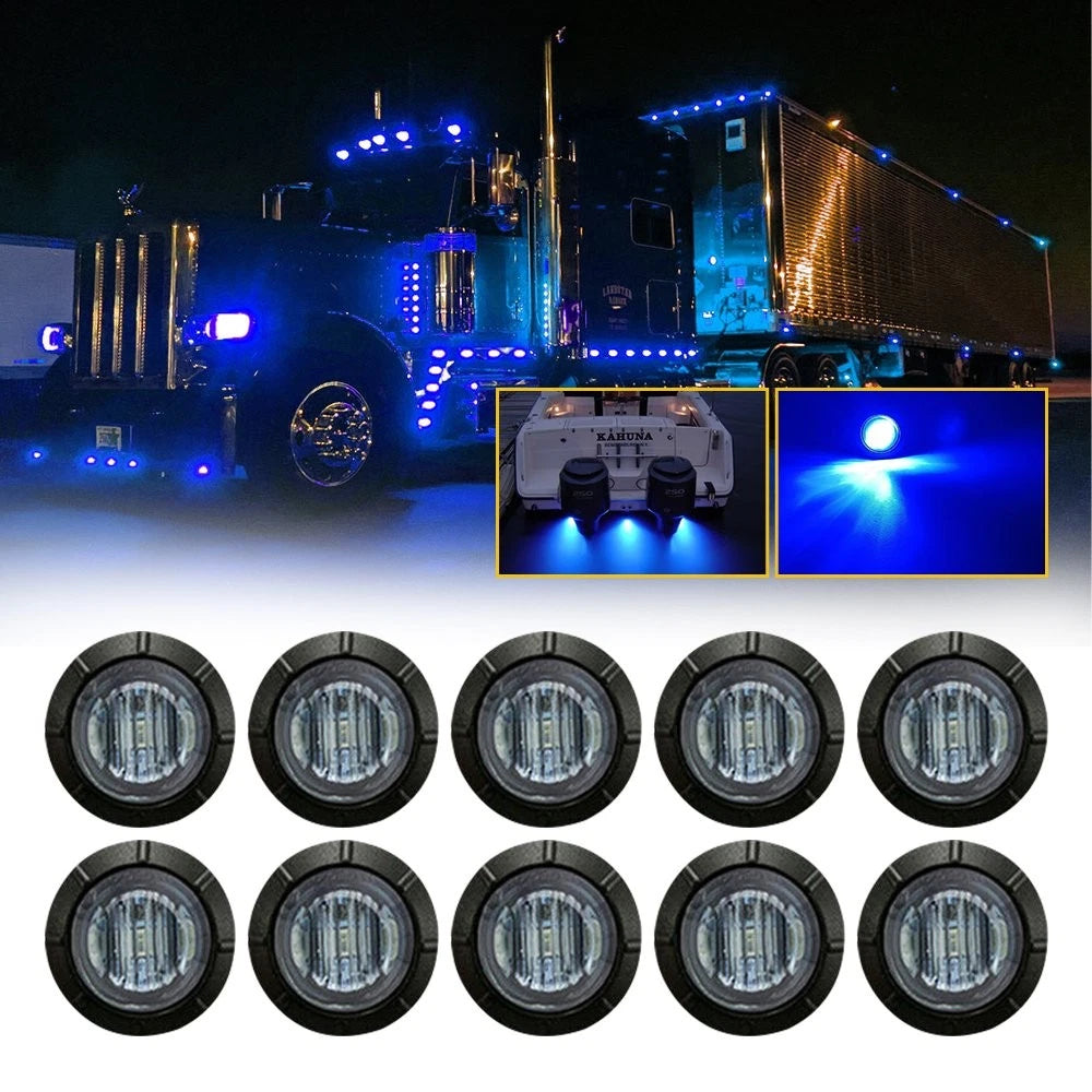 10X LED Round Side Marker Lights for Truck Trailer (12V)