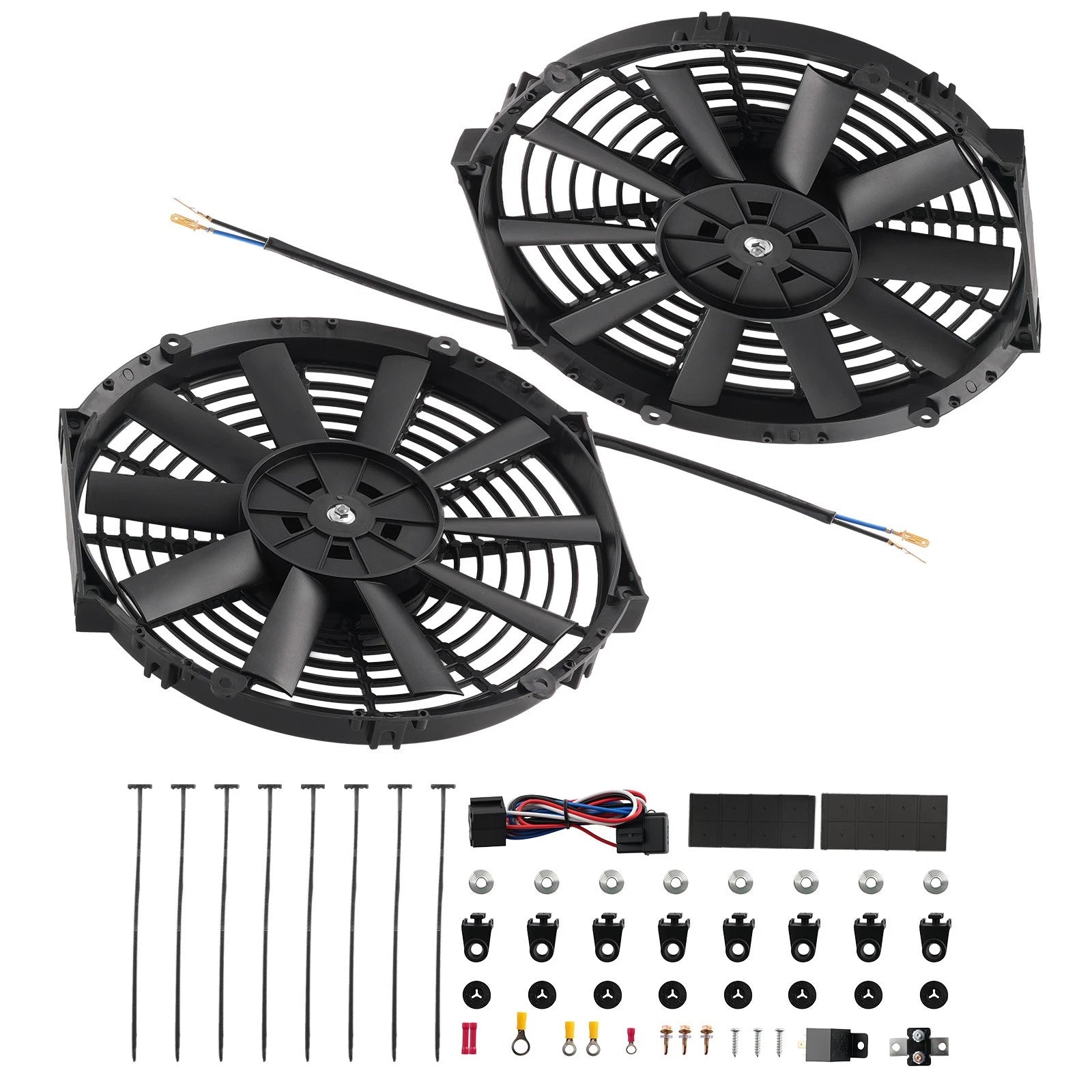 2X Electric Radiator Cooling Fan Assembly 80W 12V Universal