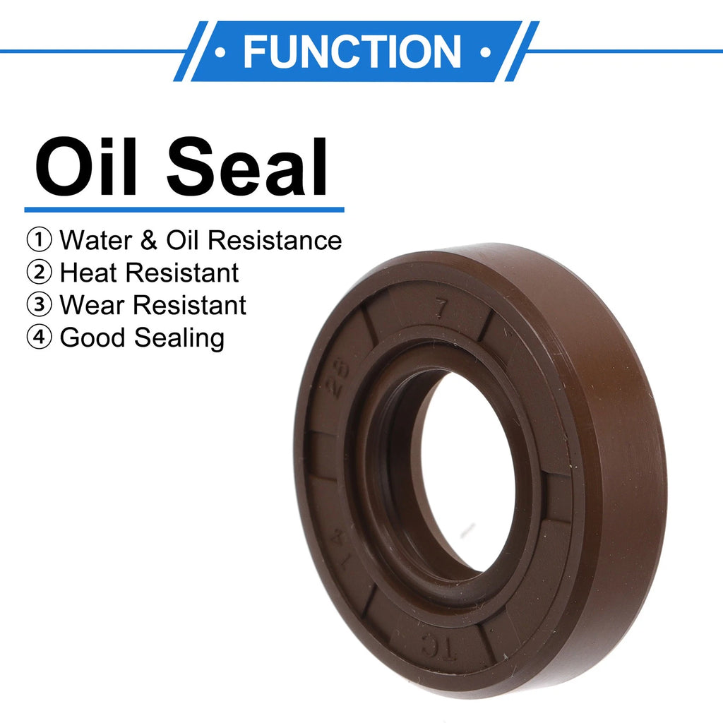 Set of 2 Oil Seal Rotary Shaft Seal FKM Rubber 14x28x7mm for Various Models