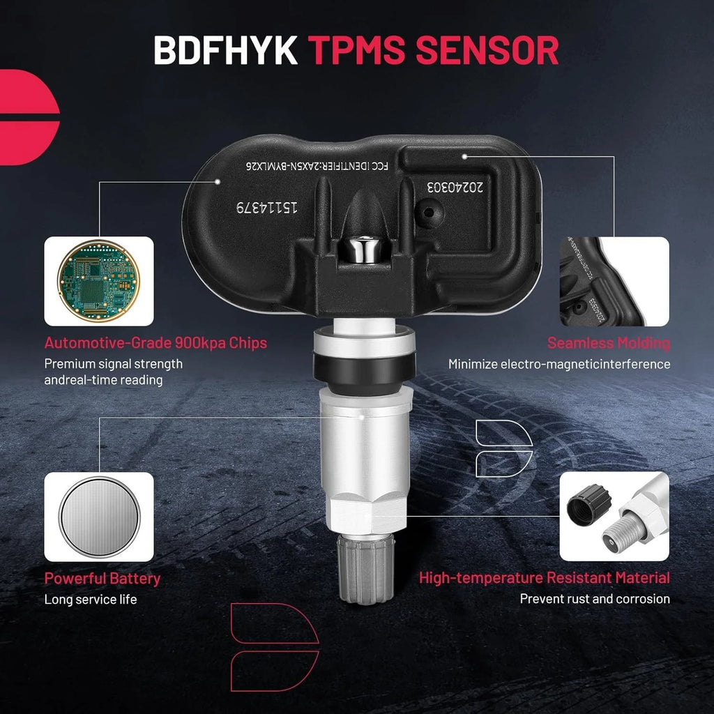4PCS TPMS Tire Pressure Sensor for 2006–2007 GMC Sierra 1500 HD and 2006–2007 Chevrolet (15122618)