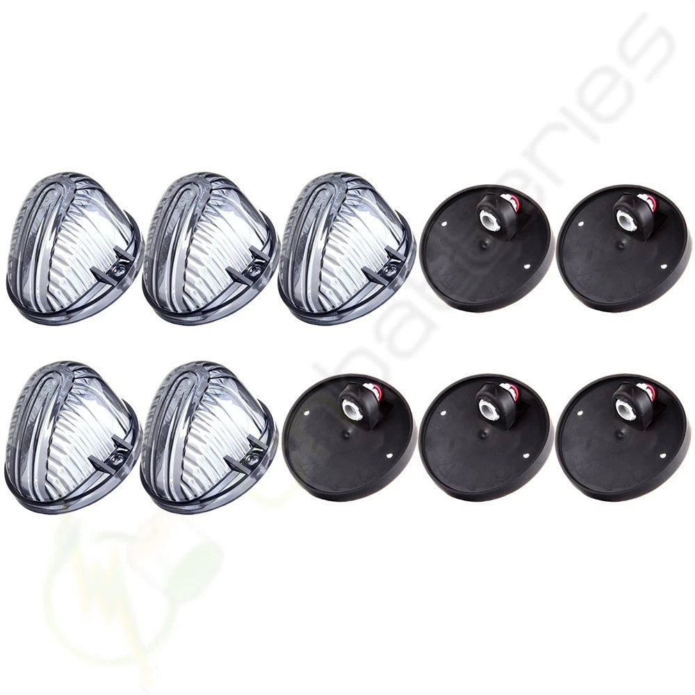5x Smoke Cab Marker Covers + Round Base for Chevrolet (1973–1991)