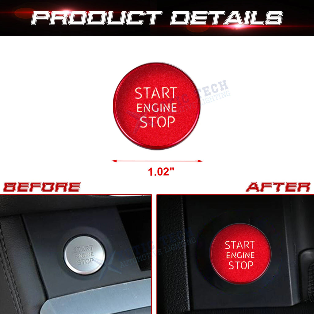 Red Aluminum Engine Push Button Decor Cover for Audi A4 A5 A6 (2009-2019)