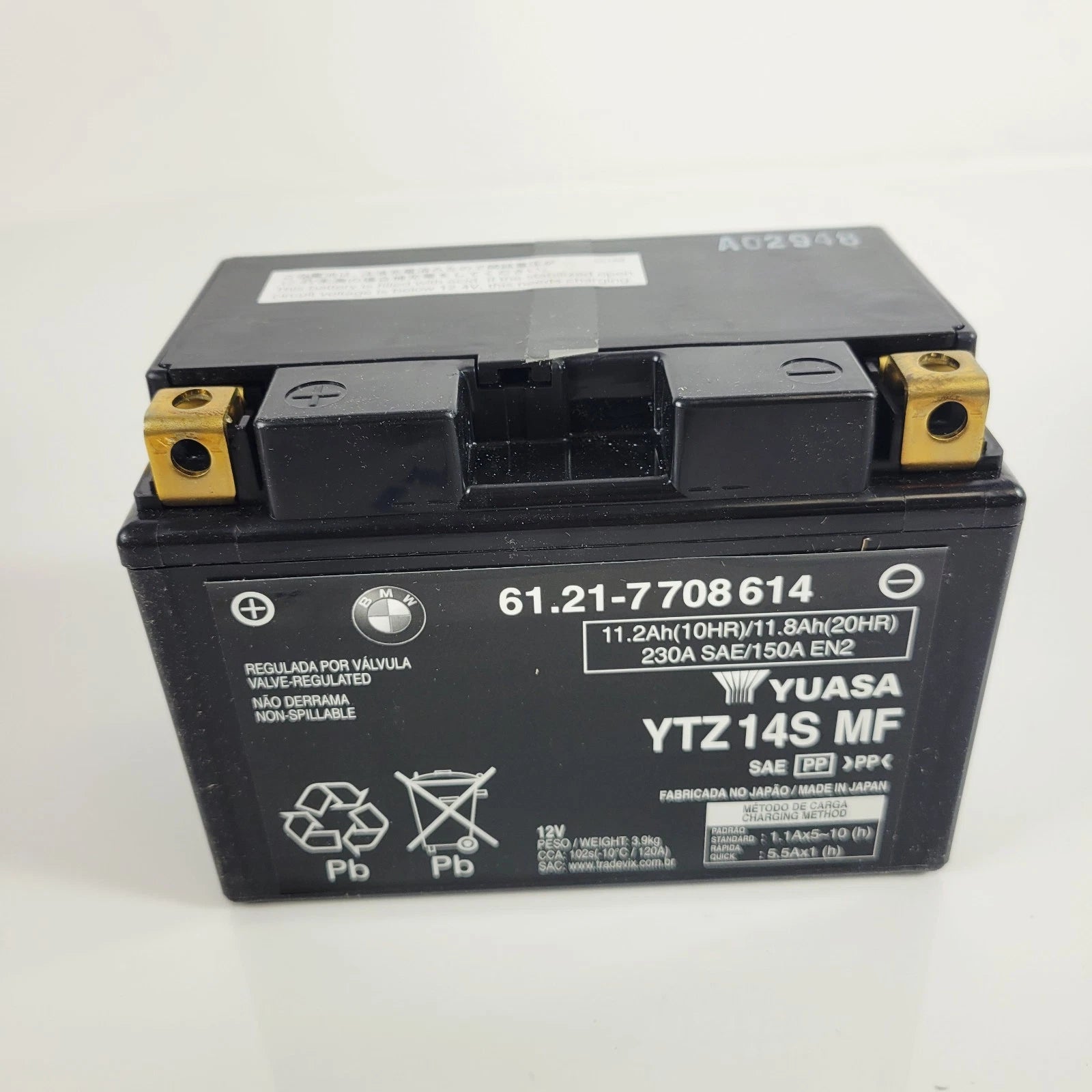 AGM Battery 12V 12Ah for BMW Motorcycle R1200GS (OEM 61217708614 / 12V12AS)