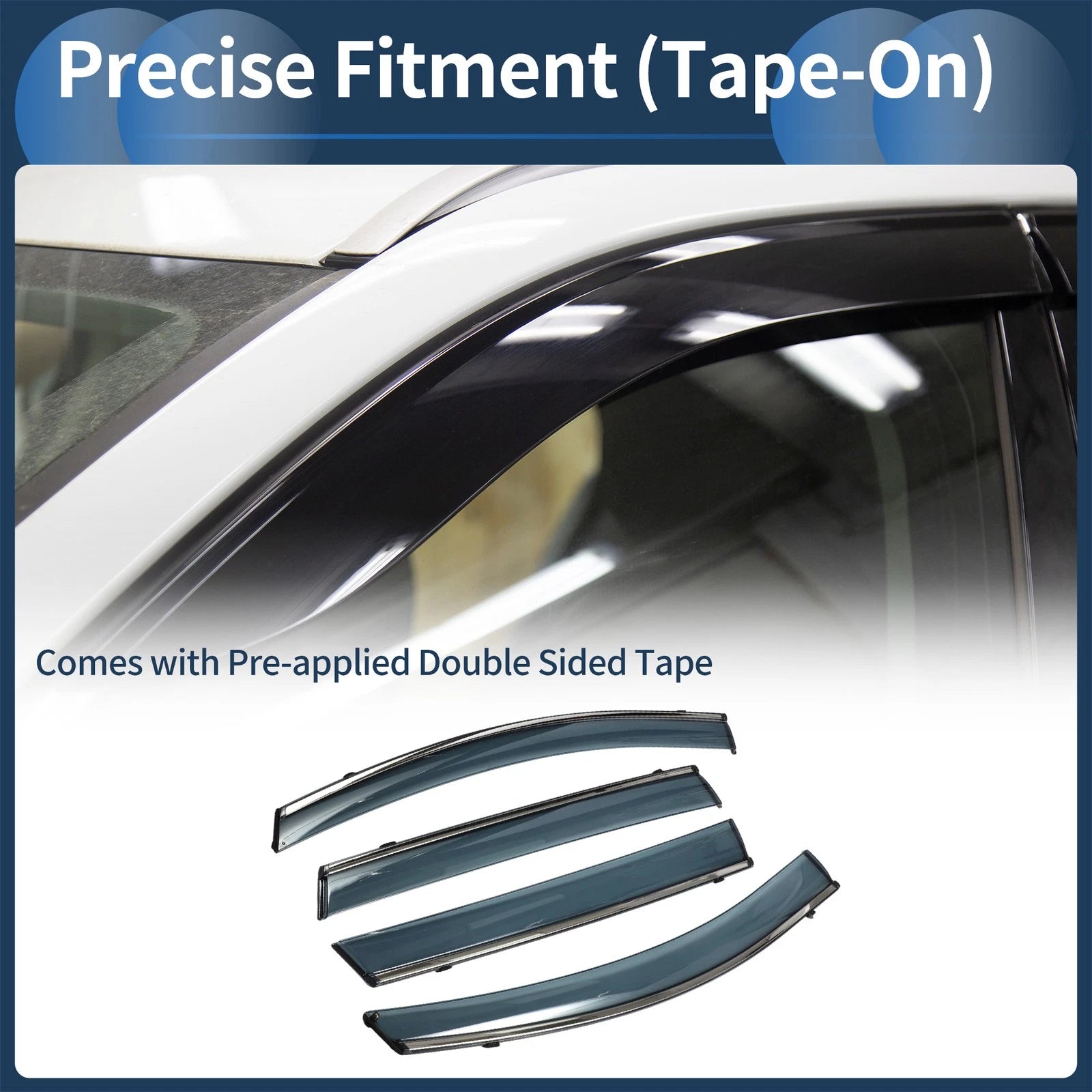 Set of 4 Window Deflectors for Ford Edge (2015–2024) Side Vent Visors Black