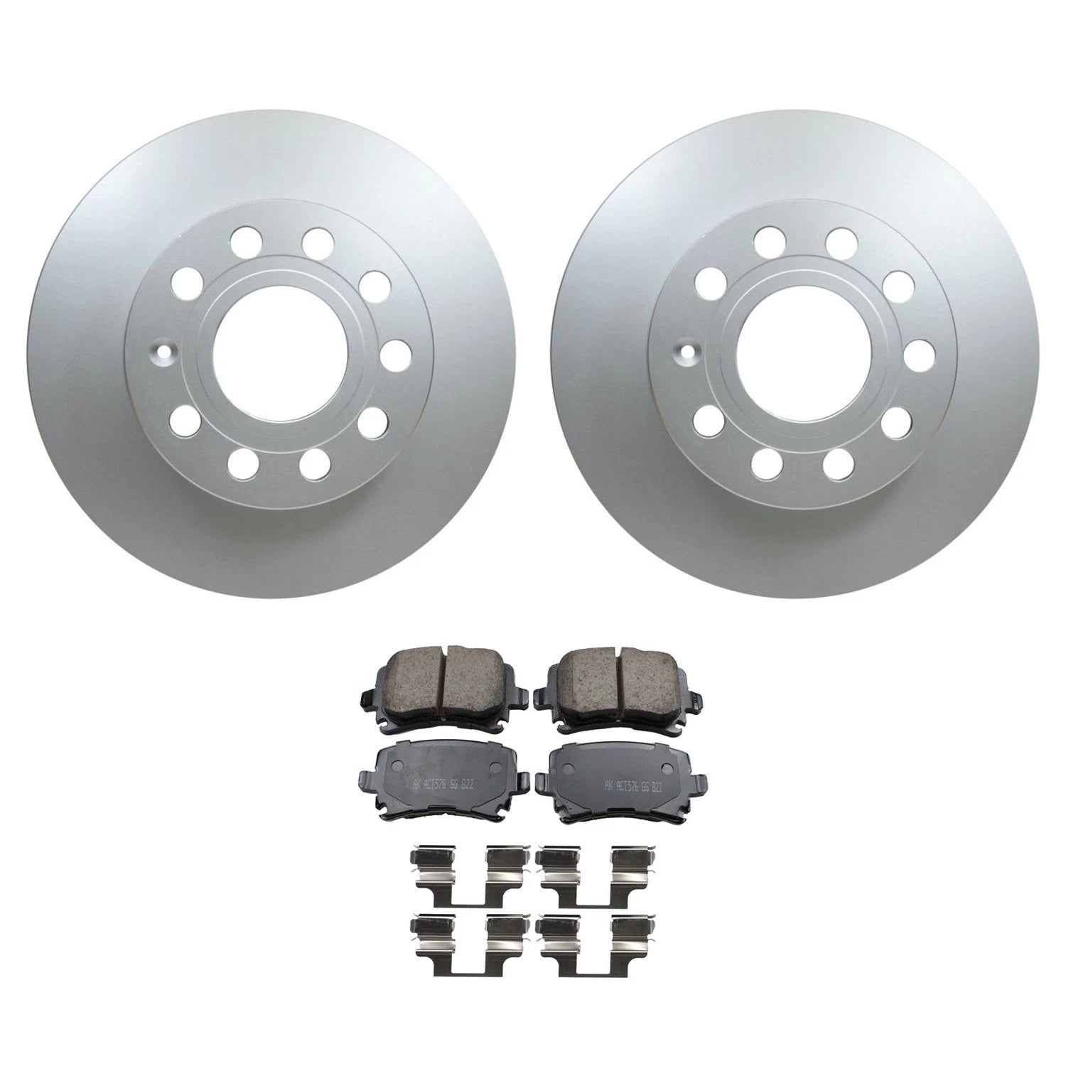 Set of 4 Hella Rear Rotors & Akebono EURO Ceramic Brake Pads for A3 Jetta Rabbit (2006–2013)
