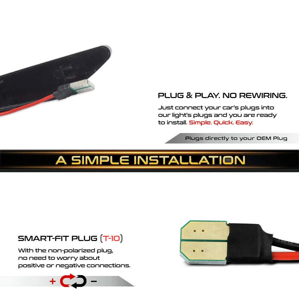 Smoked Dynamic Amber LED Front Side Marker Lights for BMW 7-Series (2002–2008)