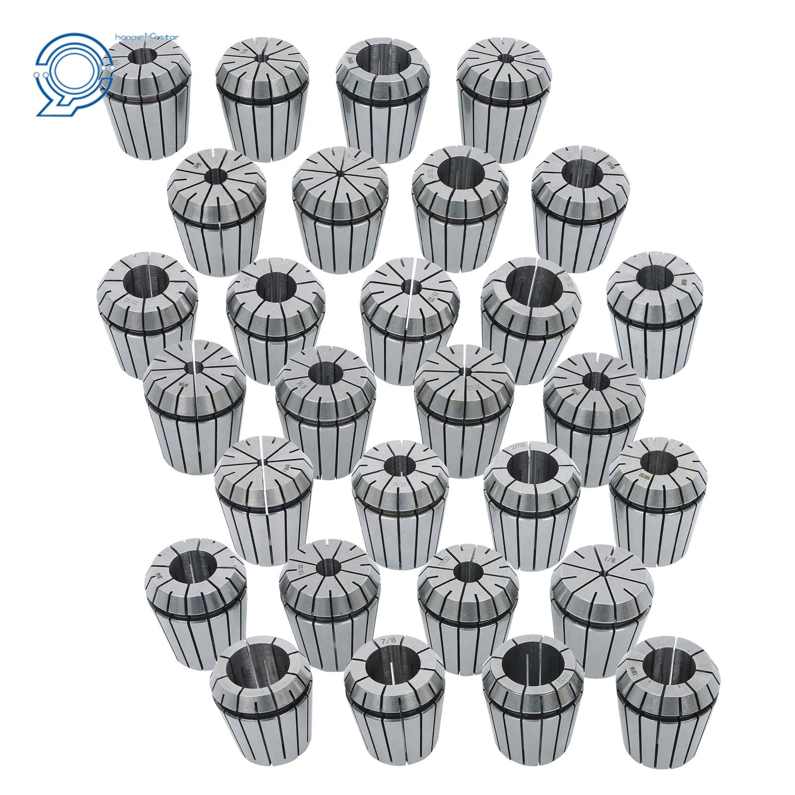 29PC Collet Set for CNC Milling Lathe (1/8"-1")