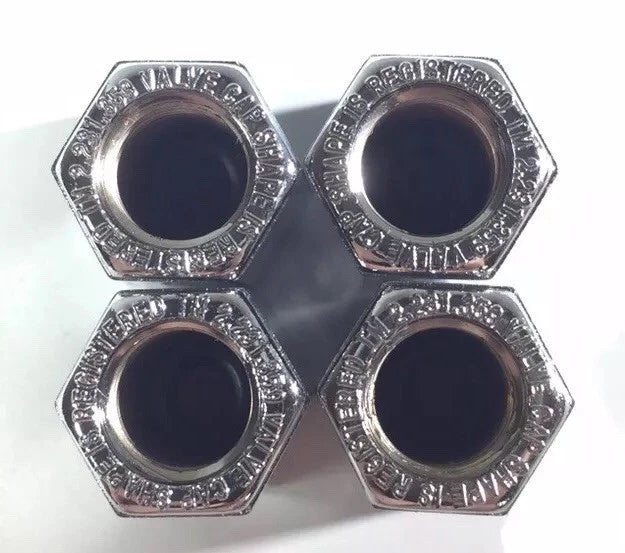 (4) Tire Valve Stem Caps for Ford Lightning F-150 (Red Chrome) (2009–2014)