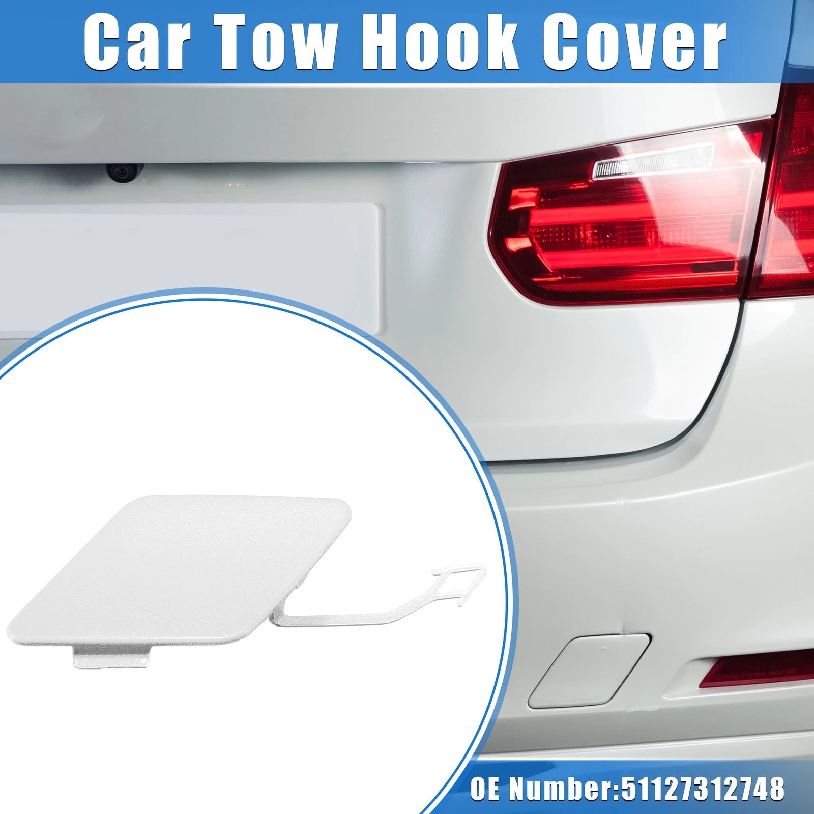 Tow Hook Eye Hole Cover Cap for BMW 3 F30 (2012–2015) White