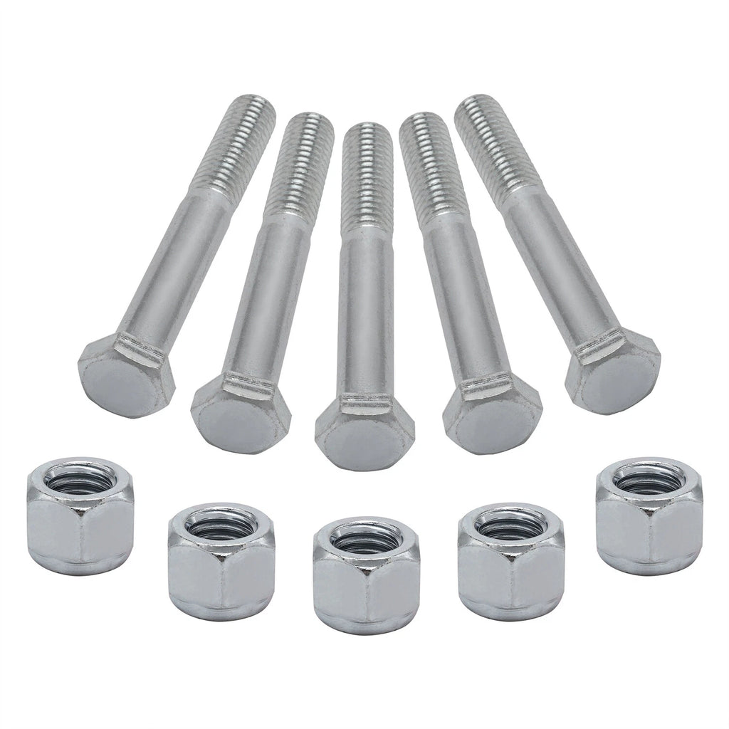 Set of 5 Grade 2 Shear Bolts 1/2" x 3-1/2" with Nylock Nuts for Rotary Cutters