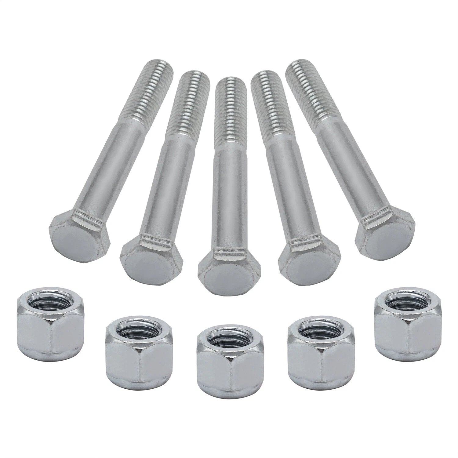 Set of 5 Grade 2 Shear Bolts 1/2" x 3-1/2" with Nylock Nuts for Rotary Cutters