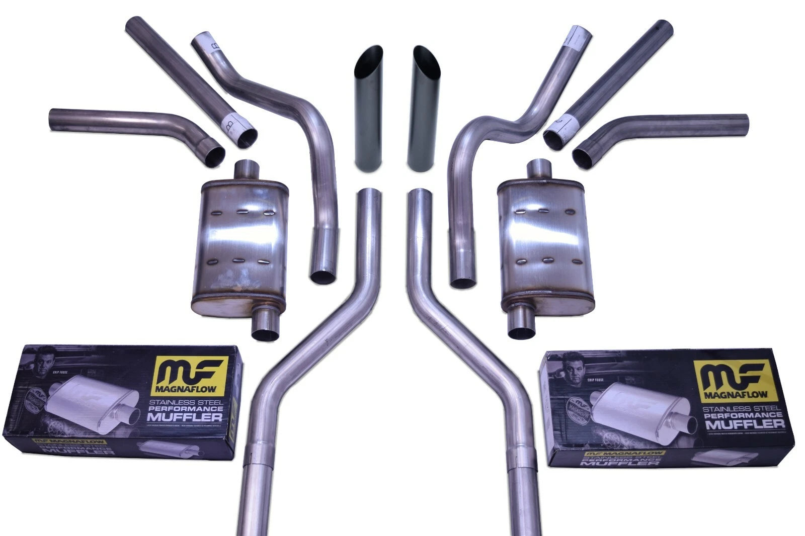 Dual Exhaust Kit for Suburban Yukon (1969–1972) - 2.5" Magnaflow Black Tips