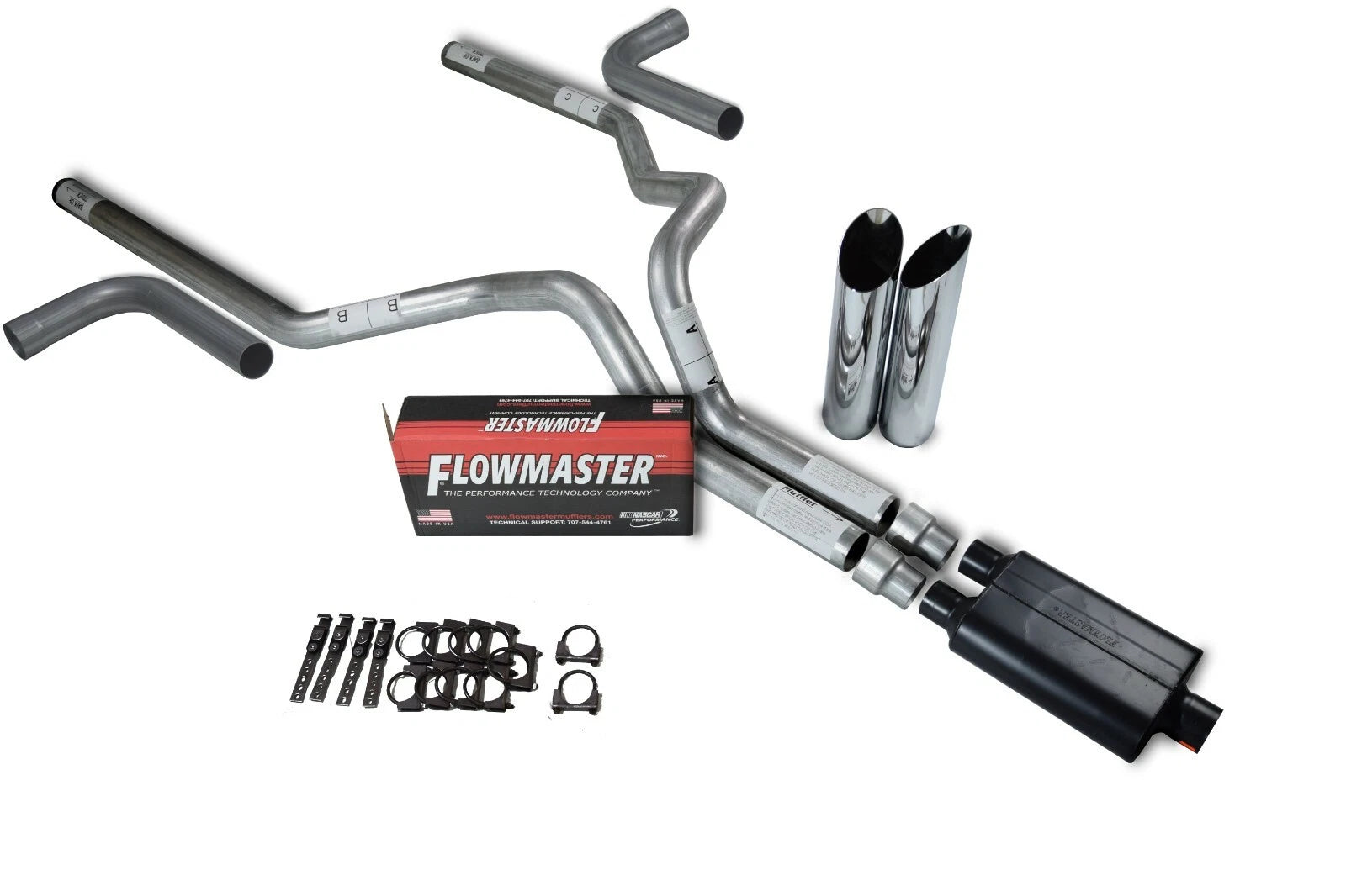 3" Dual Exhaust Kit for Chevy GMC 1500 (1999–2006) Flowmaster 40 Series Slash Tip