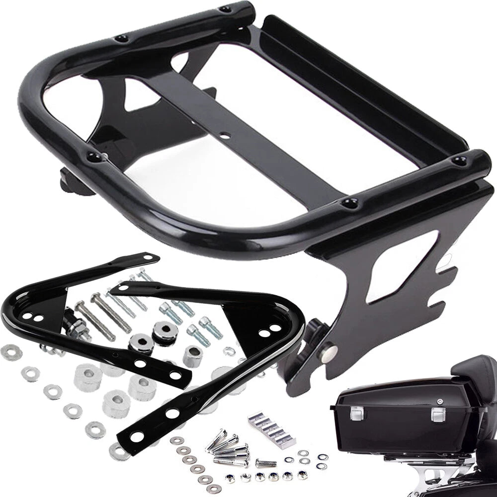 Detachable Two Up Tour Pack Mount Rack for Harley (1997–2008) w/ Docking Kit