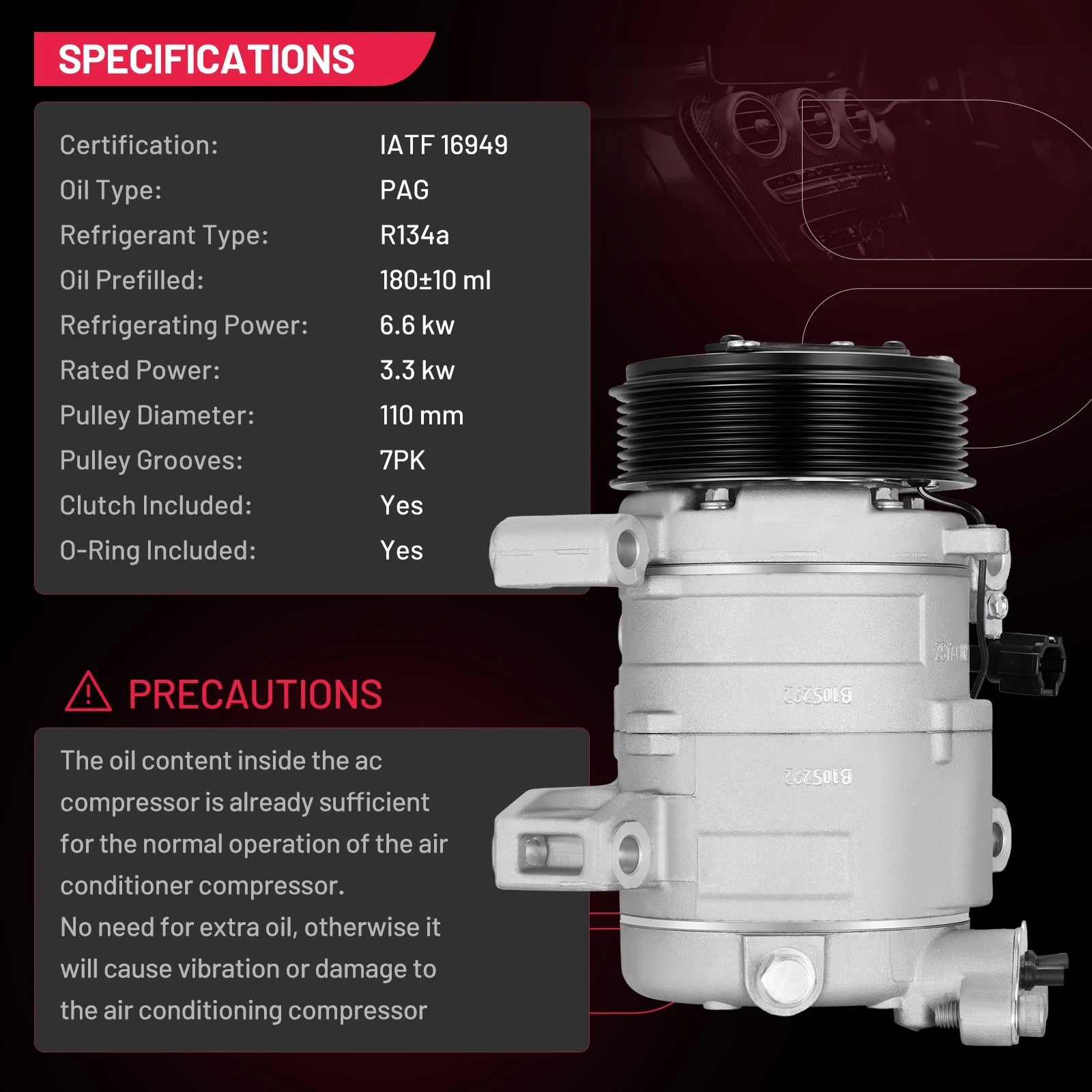 AC Compressor w/ Clutch for Nissan Armada NV2500 (2005–2022)
