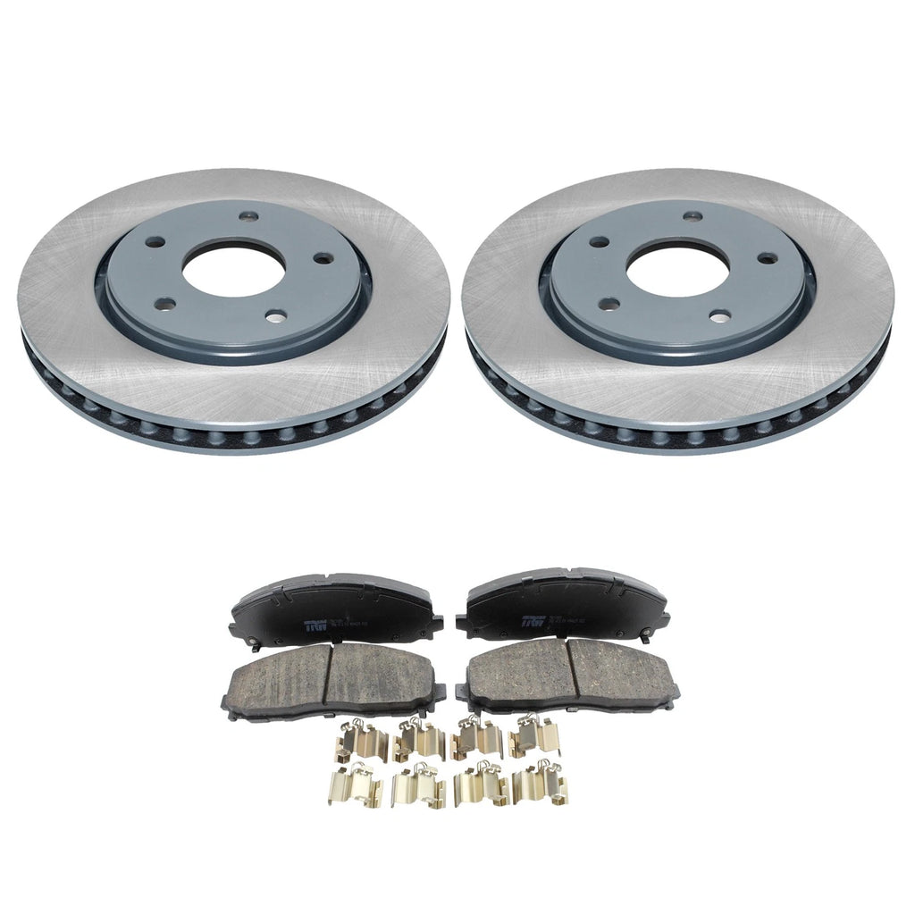 Set of 2 DuraGo Front Rotors & TRW Pro Ceramic Brake Pads for Grand Caravan (2008–2020)