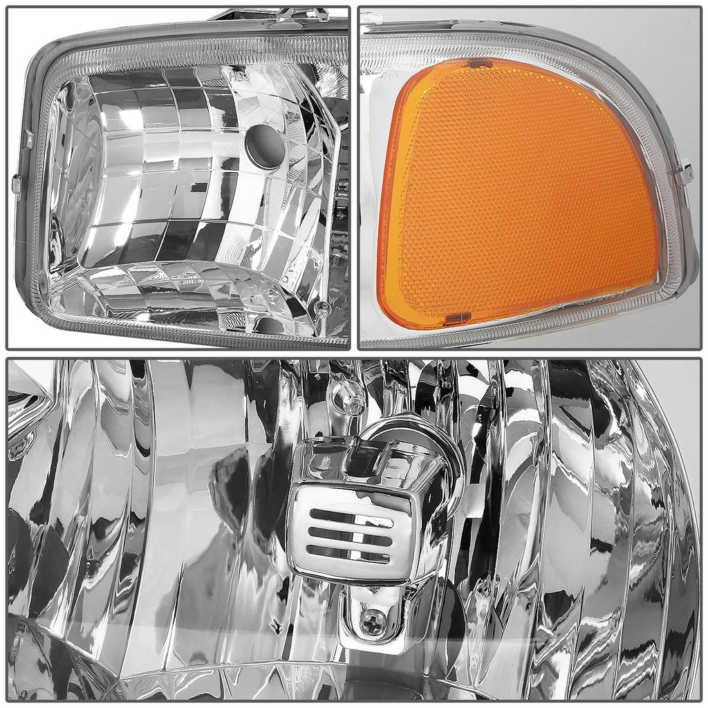 Chrome Housing Headlight & Amber Corner & Smoke LED Fog Light Kit for GMC Sierra/Yukon (1999–2006)