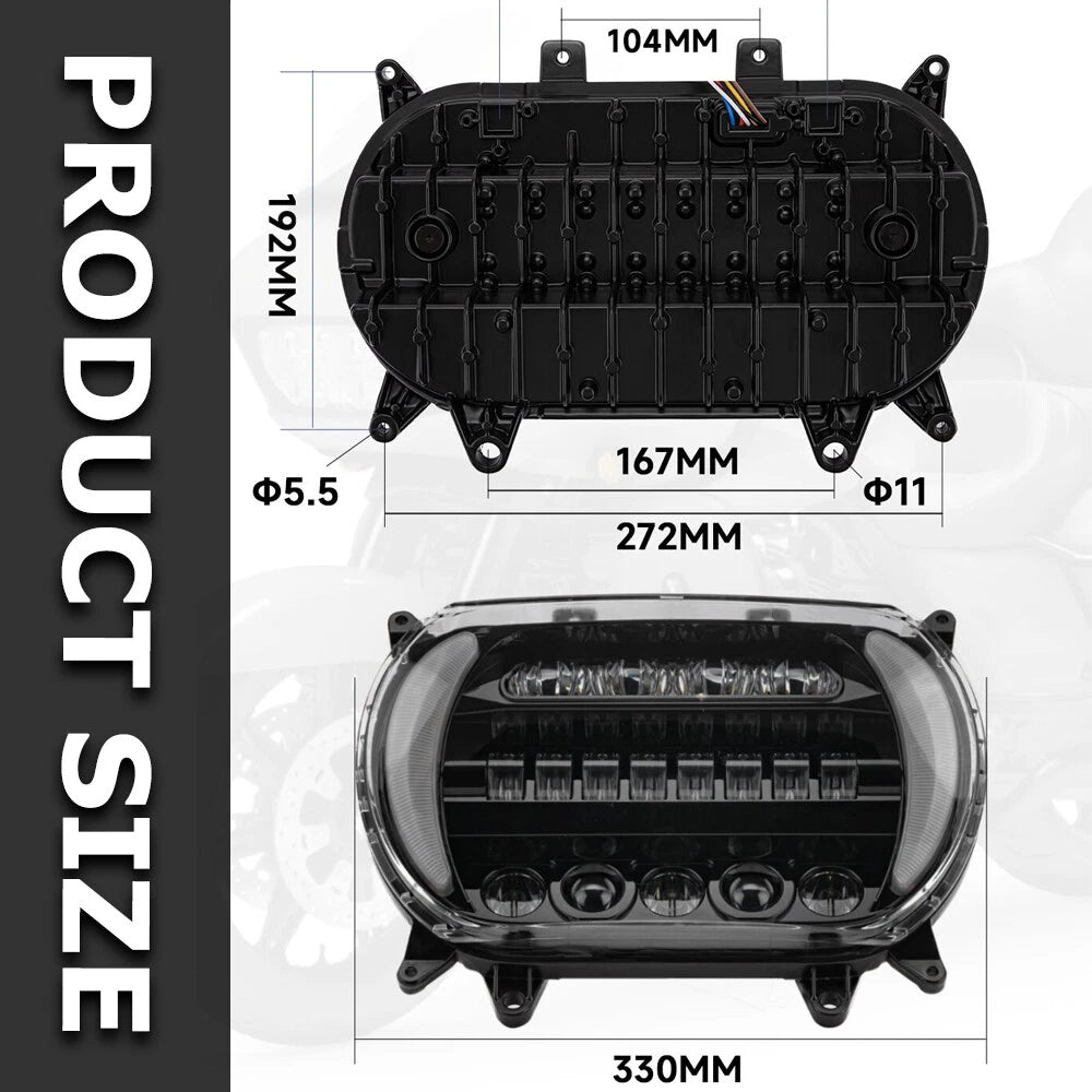 LED Headlight with DRL Turn Signals for Harley Touring Road Glide (2015–2024)