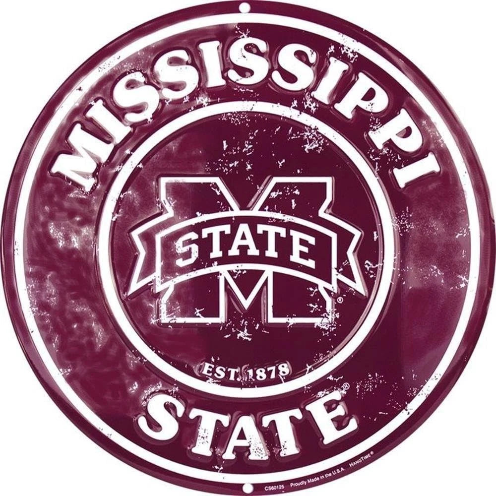 12" Round Metal Bulldogs Sign for Mississippi State University (N/A)