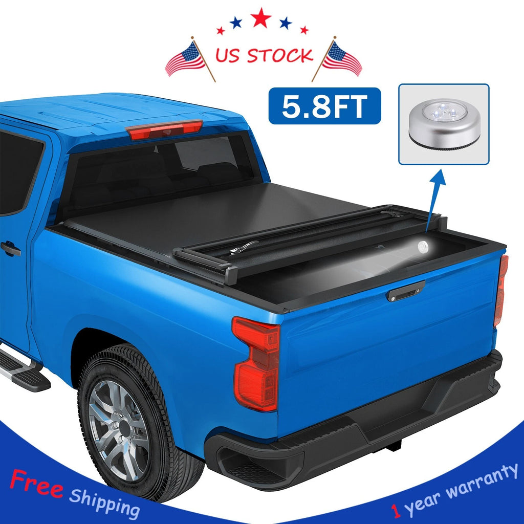 5.8ft 4-Fold Tonneau Bed Cover for Chevy Silverado/GMC Sierra 1500 (2007–2023)