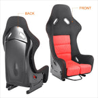 Pair Racing Bucket Seats for Universal Fit (Suede Leather, Red)