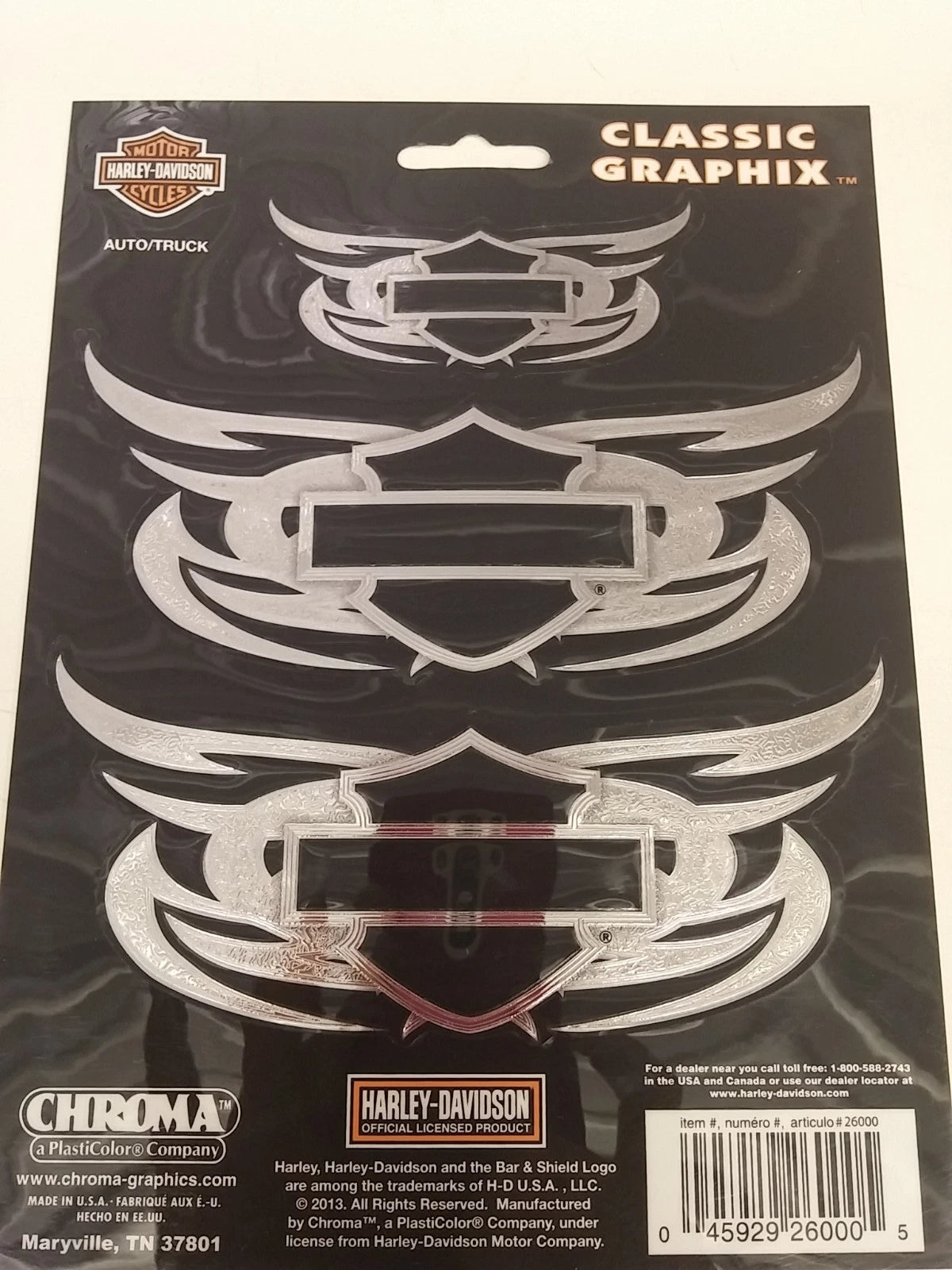 Chrome Tribal Shield Decal for Harley Davidson Motorcycle (3 pcs)