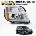 Halogen Headlight Assembly for GMC Terrain (2016–2017) Passenger Side with Bulb