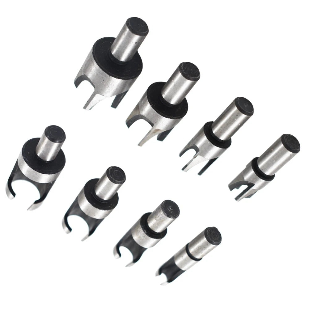 Set of 8 Carbon Steel Wood Plug Hole Cutters for Various Models