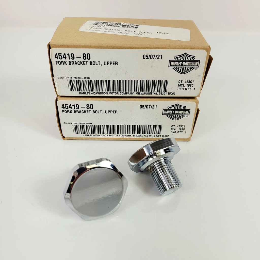 Set of 2 Upper Fork Bracket Bolts for Harley-Davidson (45419-80)