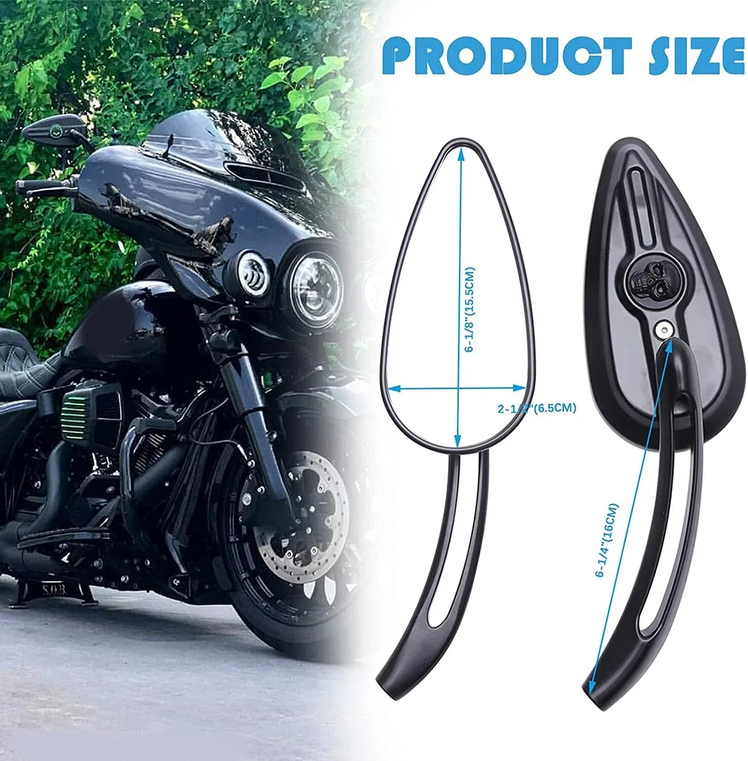 Skull Rear View Mirror for Harley Bobber Chopper Sportster Cafe Racer