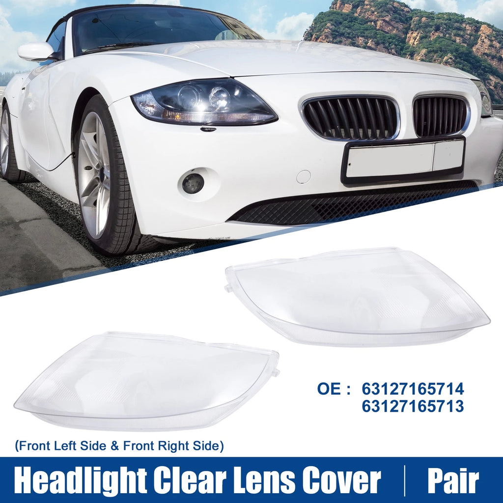Pair Headlight Clear Lens Shell Cover for BMW Z4 (2003–2008) No. 63127165714