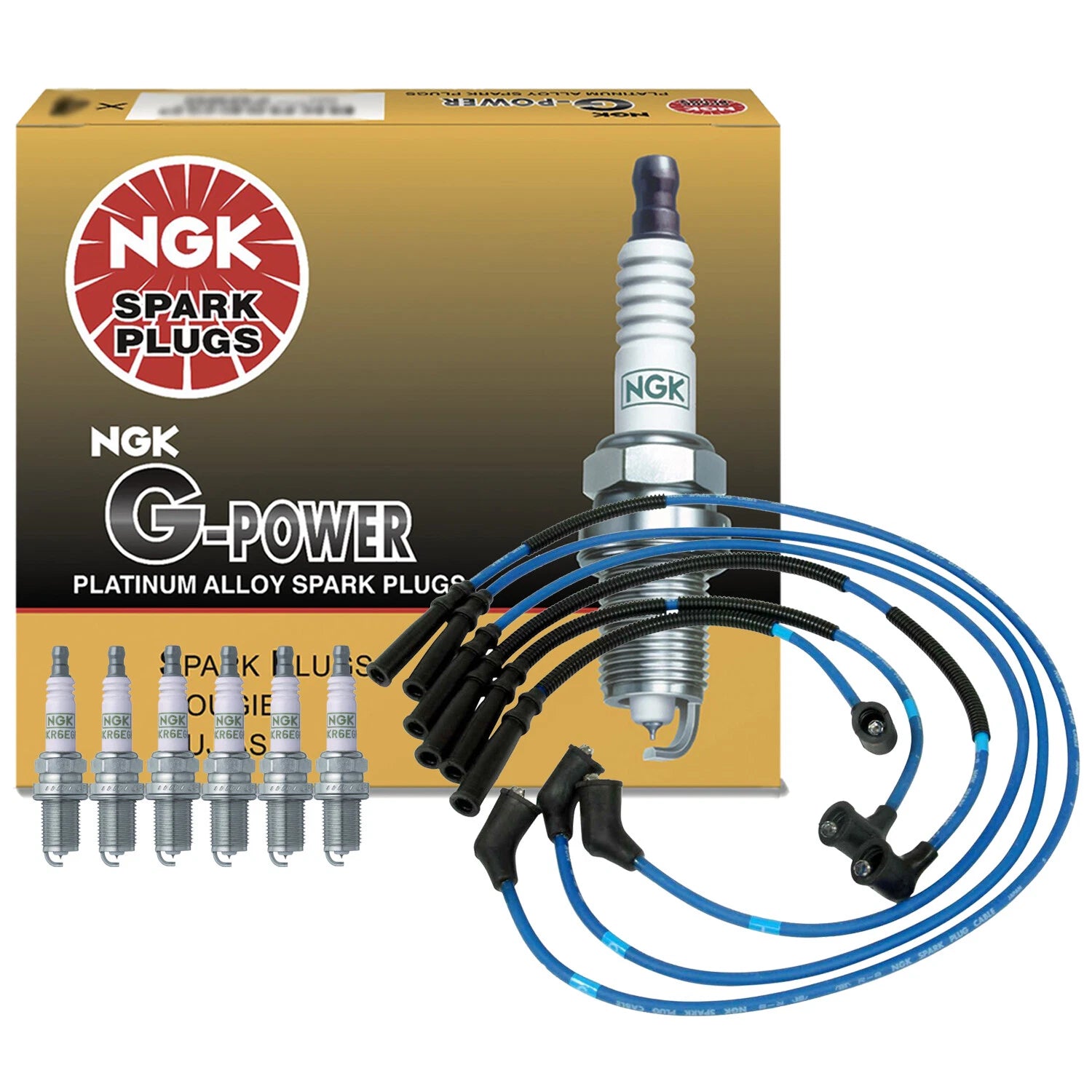 Set of 6 NGK G-Power Platinum Spark Plugs for Mazda MPV (2000–2006)