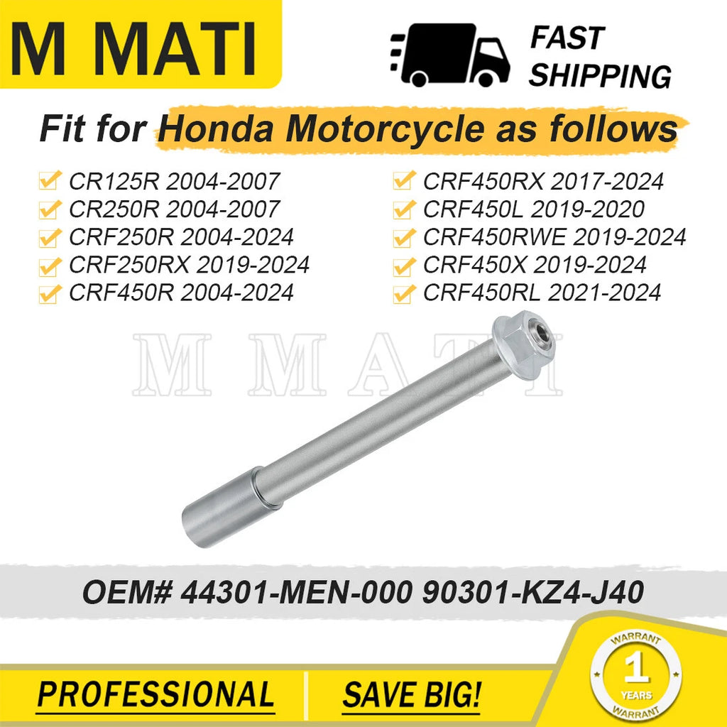 Front Wheel Axle & Nut 44301-MEN-000 for Honda CRF450L CRF450RL (2019–2024)
