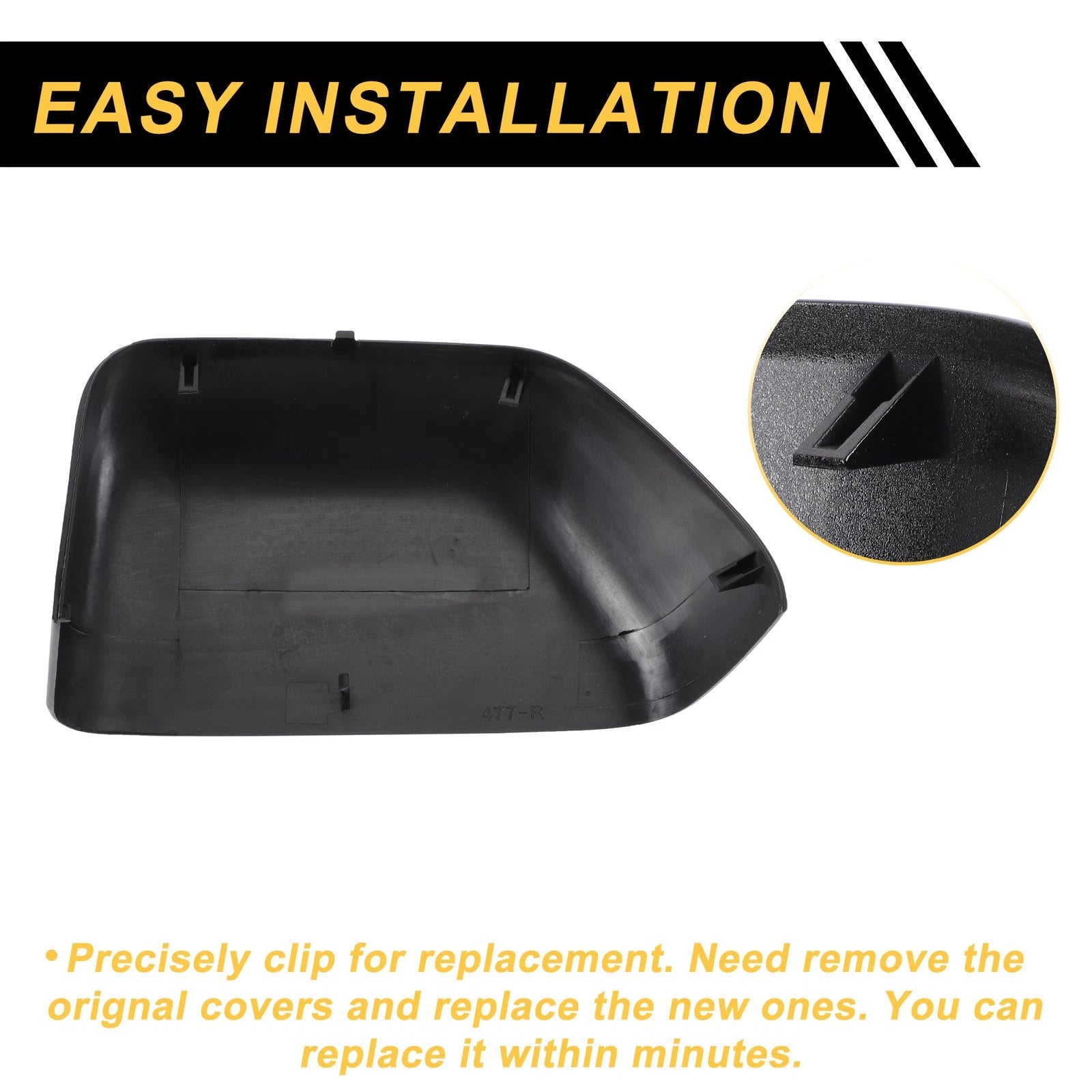 Right Side Mirror Cover Cap Gloss Black for Ford F-250 F-350 F-450 F-550 (2000–2023)